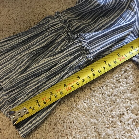 BCBGmaxazria Blue and White Striped Bell Sleeve Cotton Dress - Picture 16 of 16